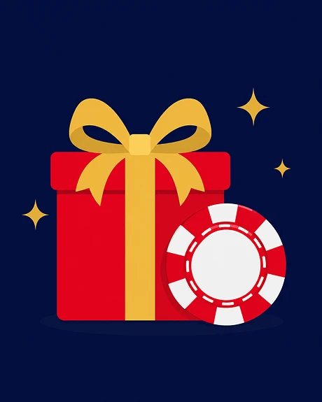 Casino bonus gift and chip illustration
